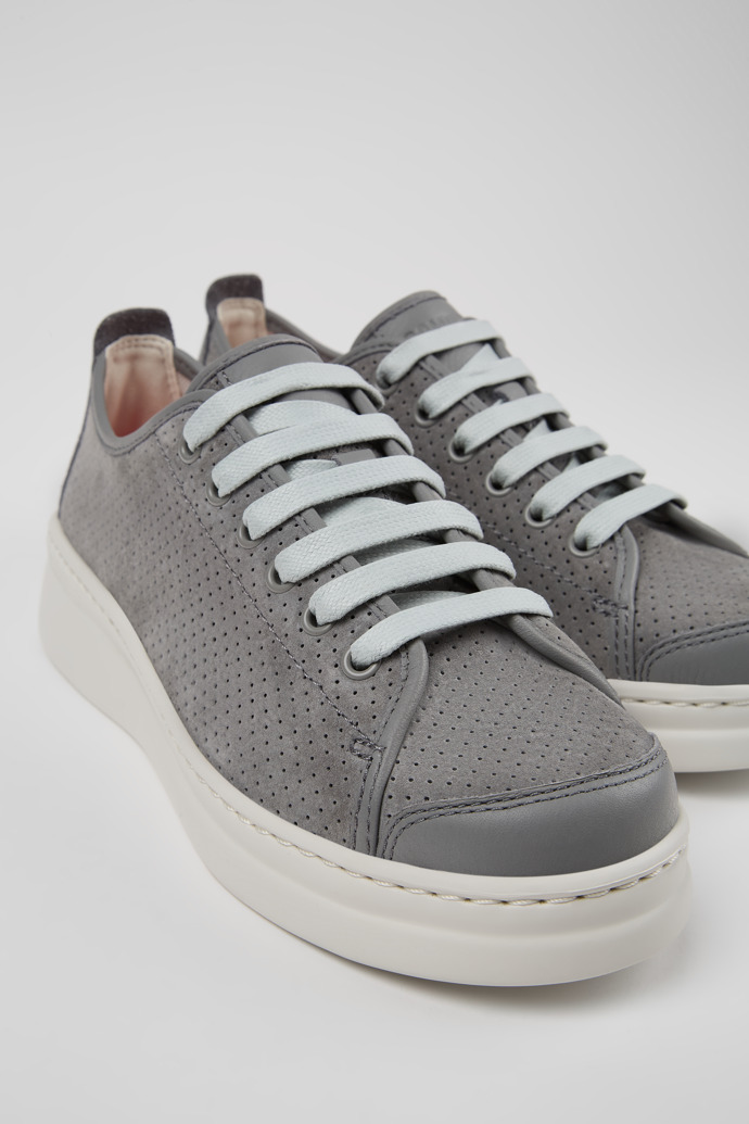 Close-up view of Runner Gray Nubuck/Leather Sneaker for Women