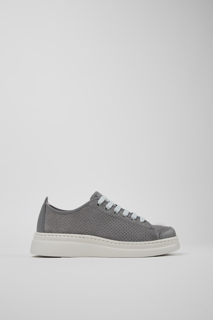 Image of Side view of Runner Gray Nubuck/Leather Sneaker for Women