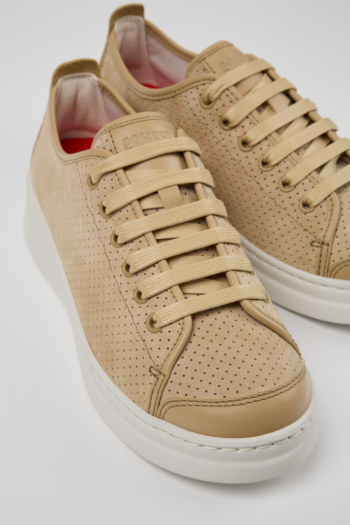 Close-up view of Runner Beige Nubuck/Leather Sneaker for Women