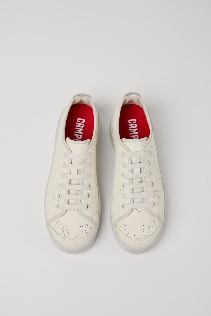 Overhead view of Runner White Recycled Leather Sneakers for Women.