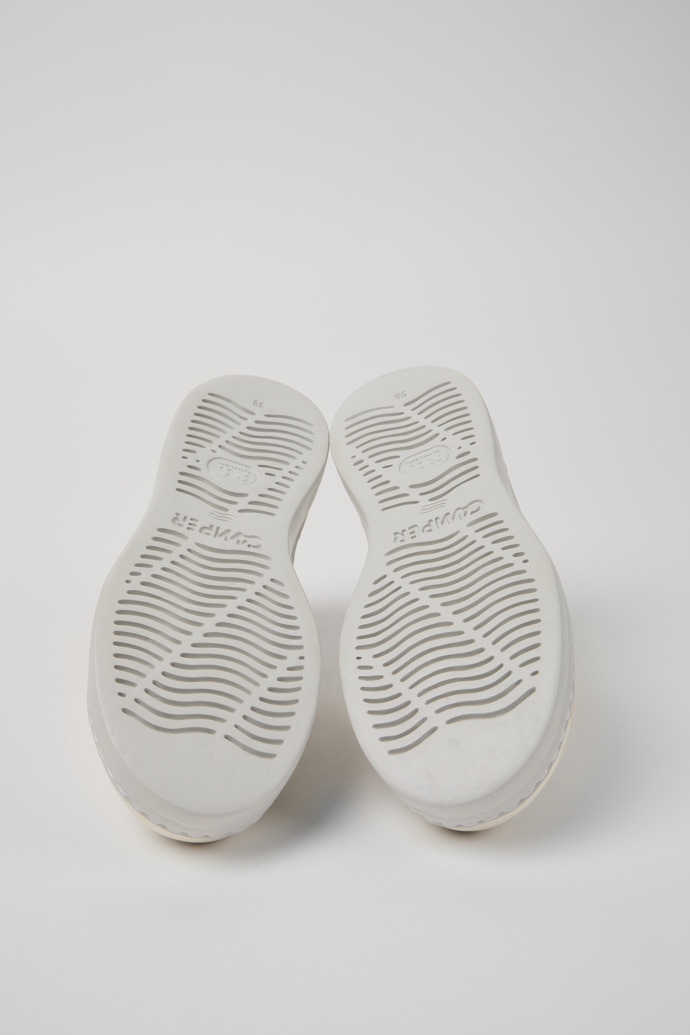 The soles of Runner White Recycled Leather Sneakers for Women.