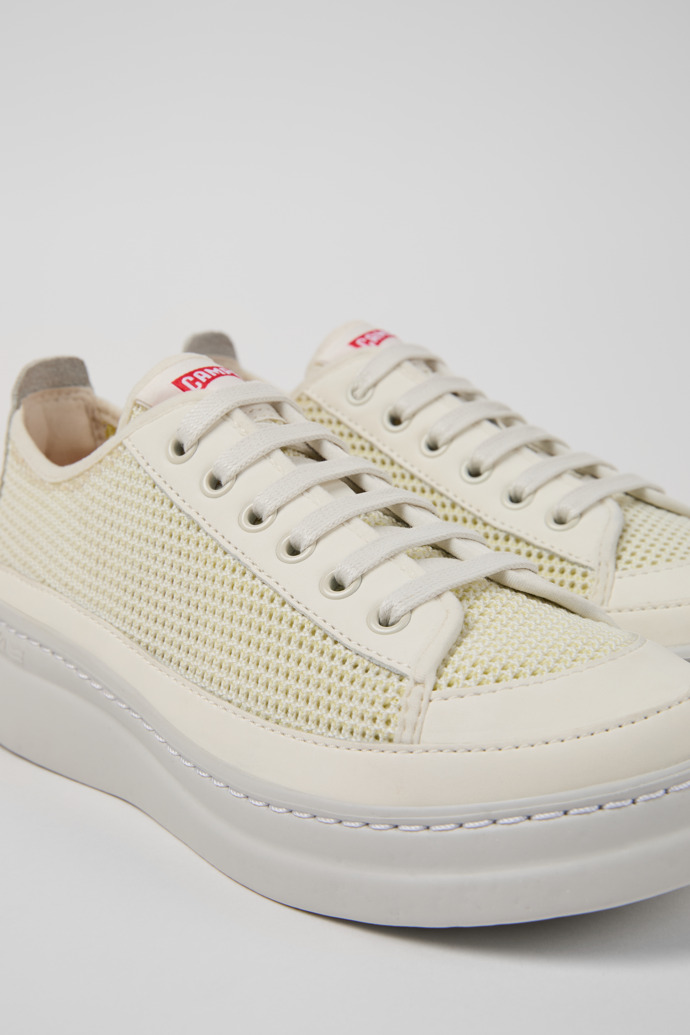 Close-up view of Runner Multicolor Lyocell Mesh and Leather Sneakers for Women.