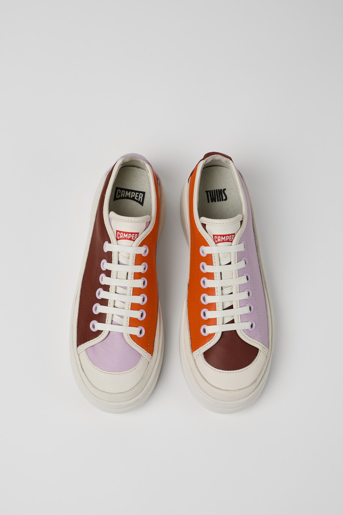 Overhead view of Twins Multicolored Leather Sneaker for Women