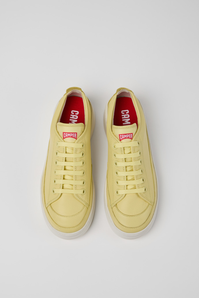 Overhead view of Runner Yellow Leather Sneakers for Women.