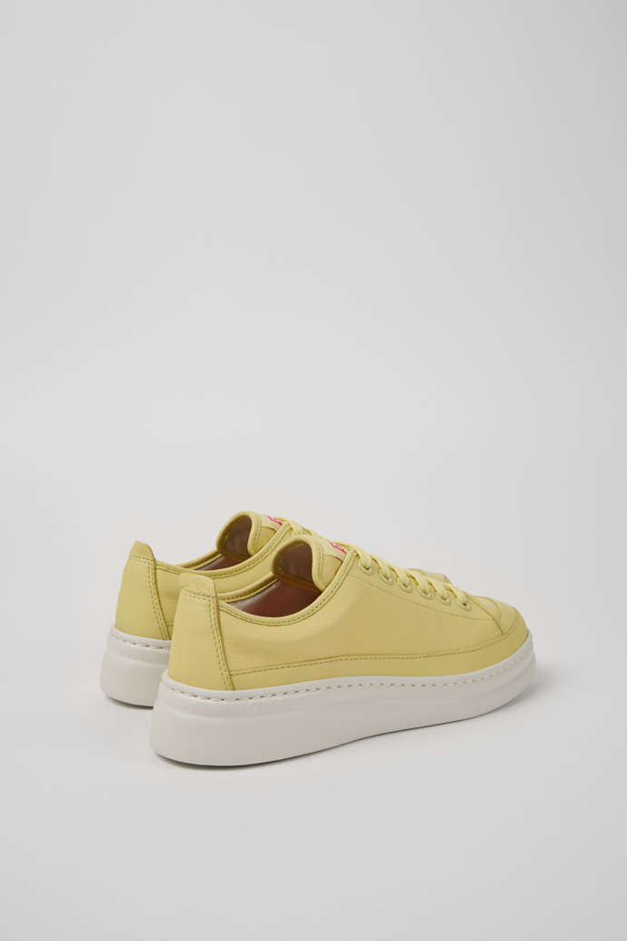 Back view of Runner Yellow Leather Sneakers for Women.