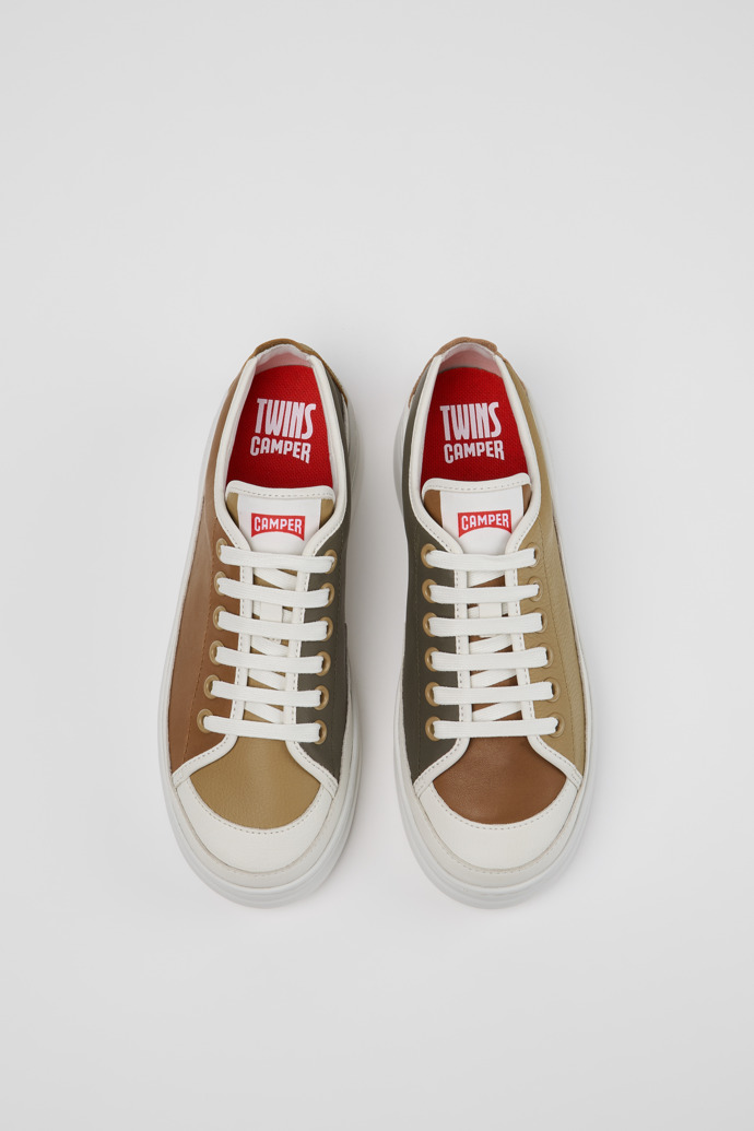 Overhead view of Twins Multicolor Leather Sneakers for Women.