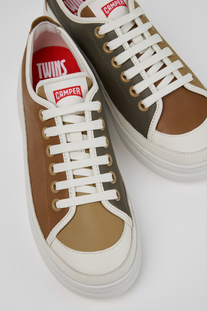 Close-up view of Twins Multicolor Leather Sneakers for Women.