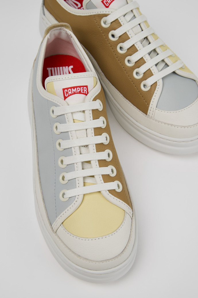 Close-up view of Twins Multicolor Leather Sneakers for Women.