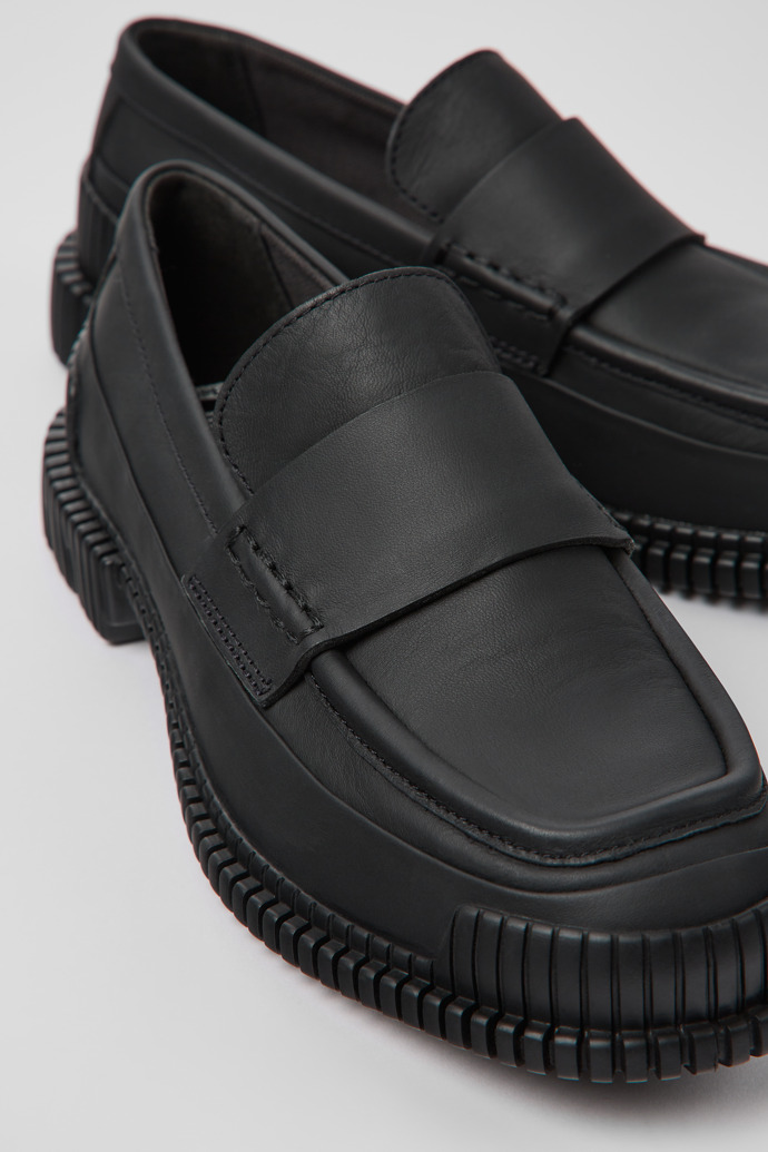 Close-up view of Pix Black Leather Loafer for Women