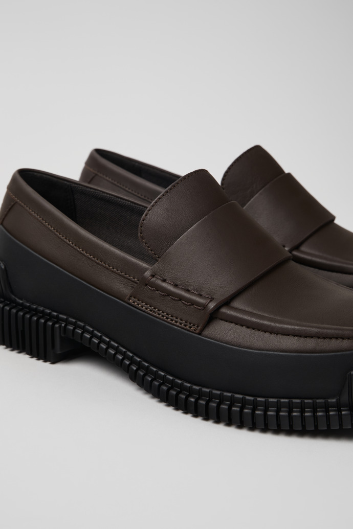 Pix Loafer en cuir marron et noir pour Femme