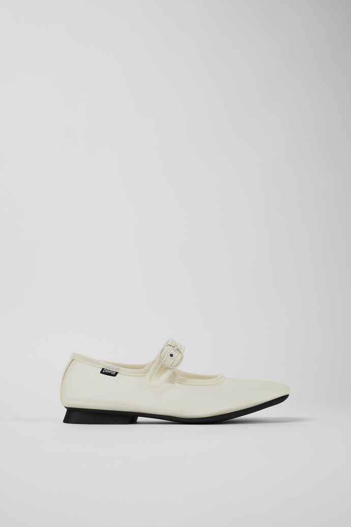 Side view of Casi Myra White Textile Mary Jane for Women