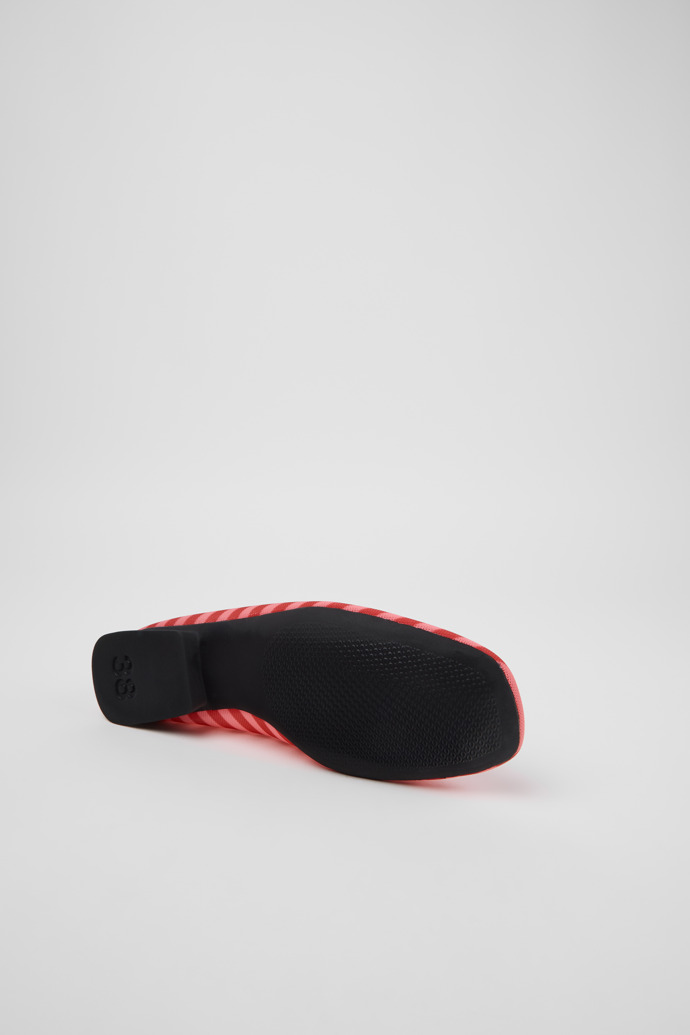 The soles of Casi Myra Red Textile Ballerinas for Women.