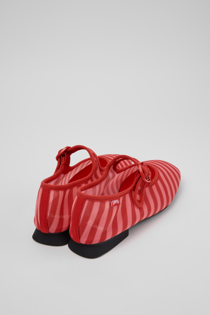Back view of Casi Myra Red Textile Ballerinas for Women.