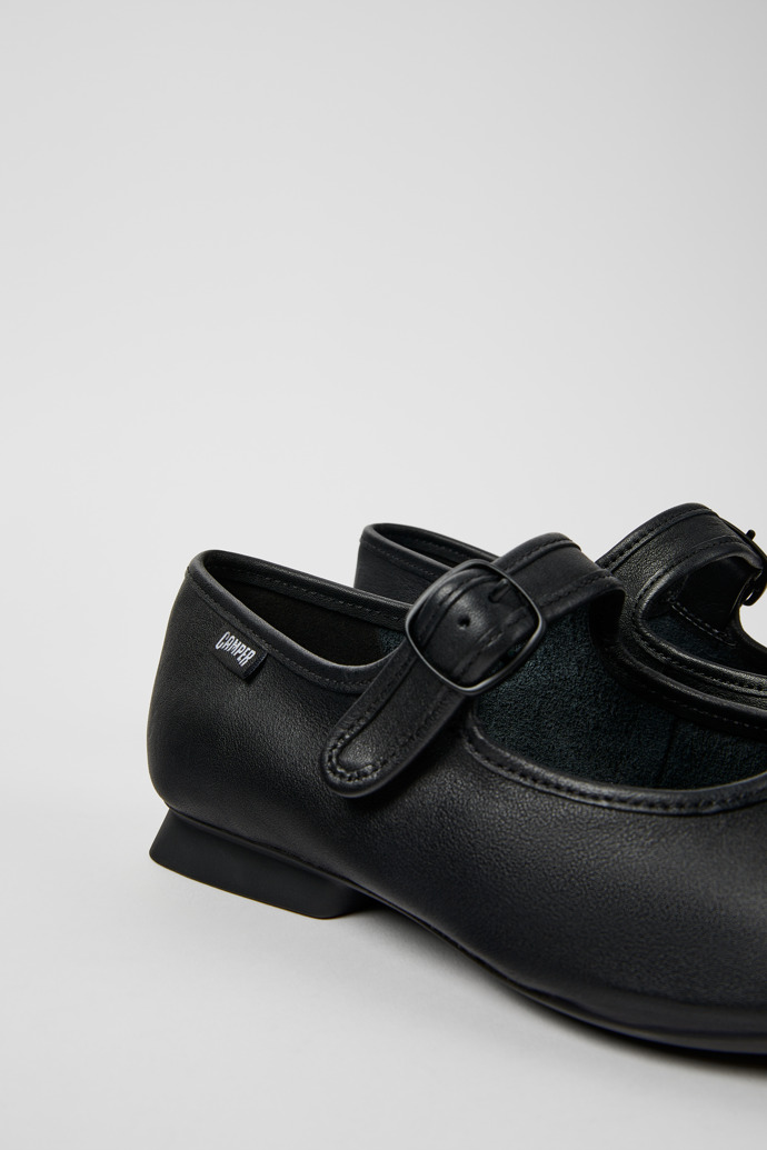 Close-up view of Casi Myra Black Leather Mary Jane for Women