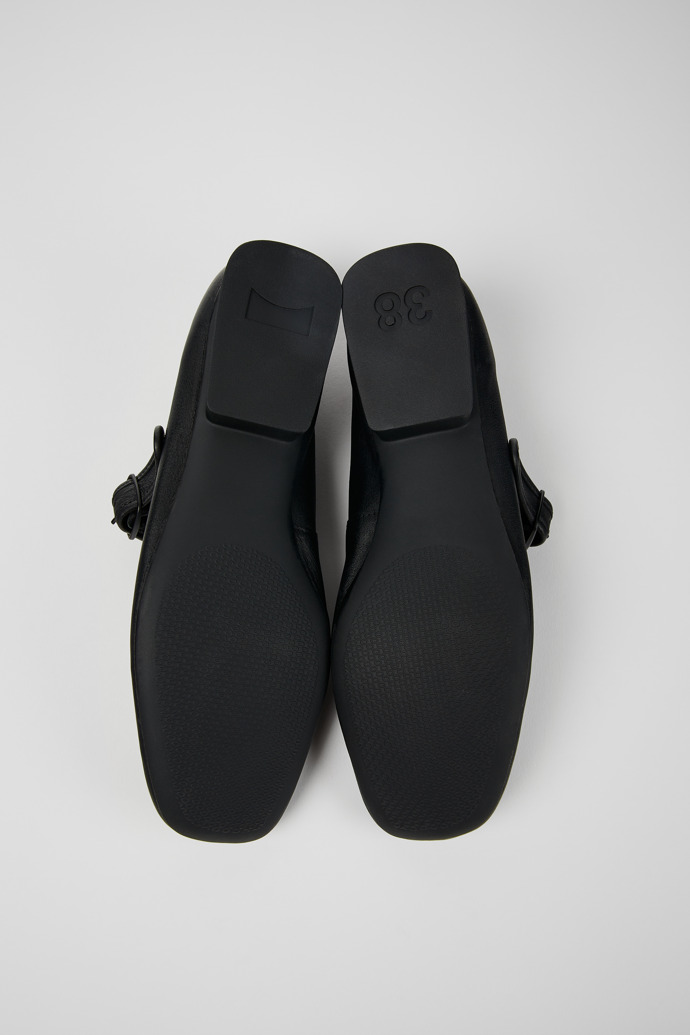 The soles of Casi Myra Black Leather Mary Jane for Women