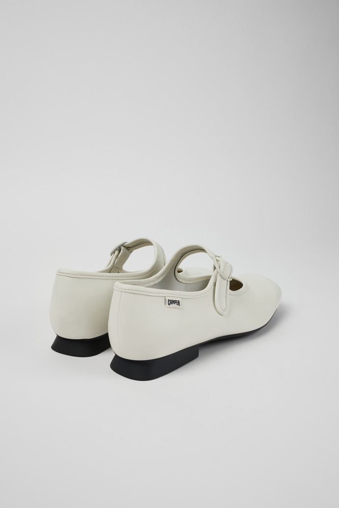 Back view of Casi Myra White Leather Mary Jane for Women