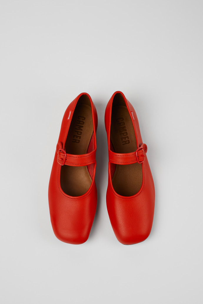 Casi Myra Rode leren Mary Jane-schoen voor dames