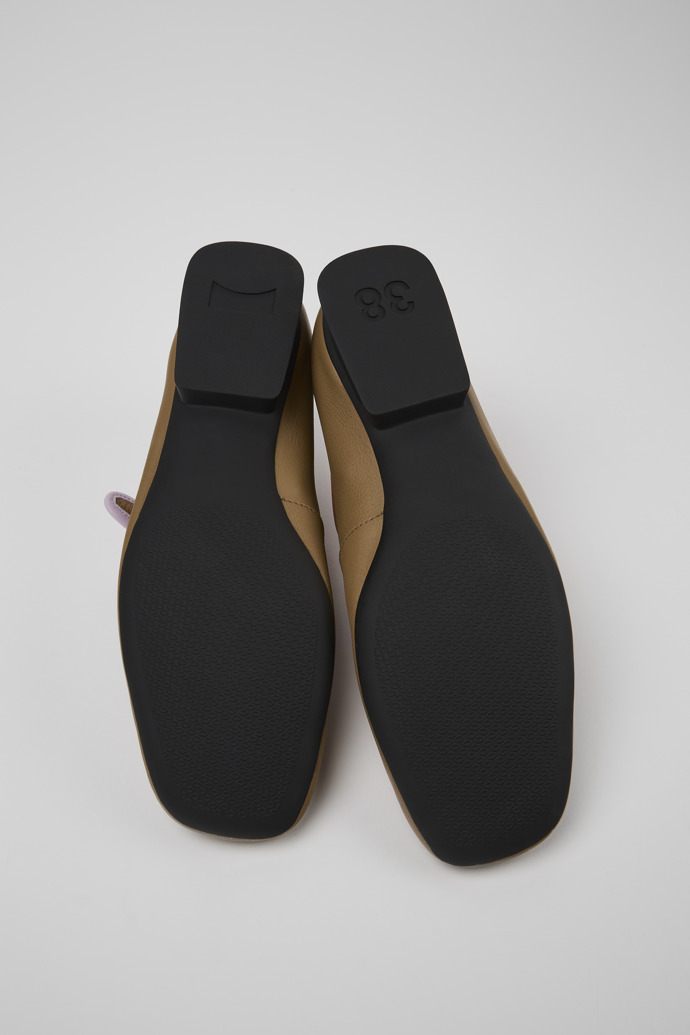 The soles of Twins Brown leather ballerinas for women