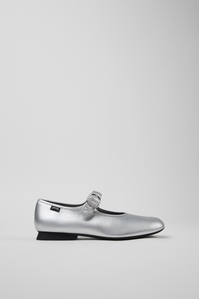 Casi Myra Silver Leather Shoes for Women.側面