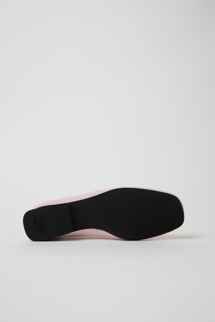 The soles of Casi Myra Pink Leather Ballerinas for Women.