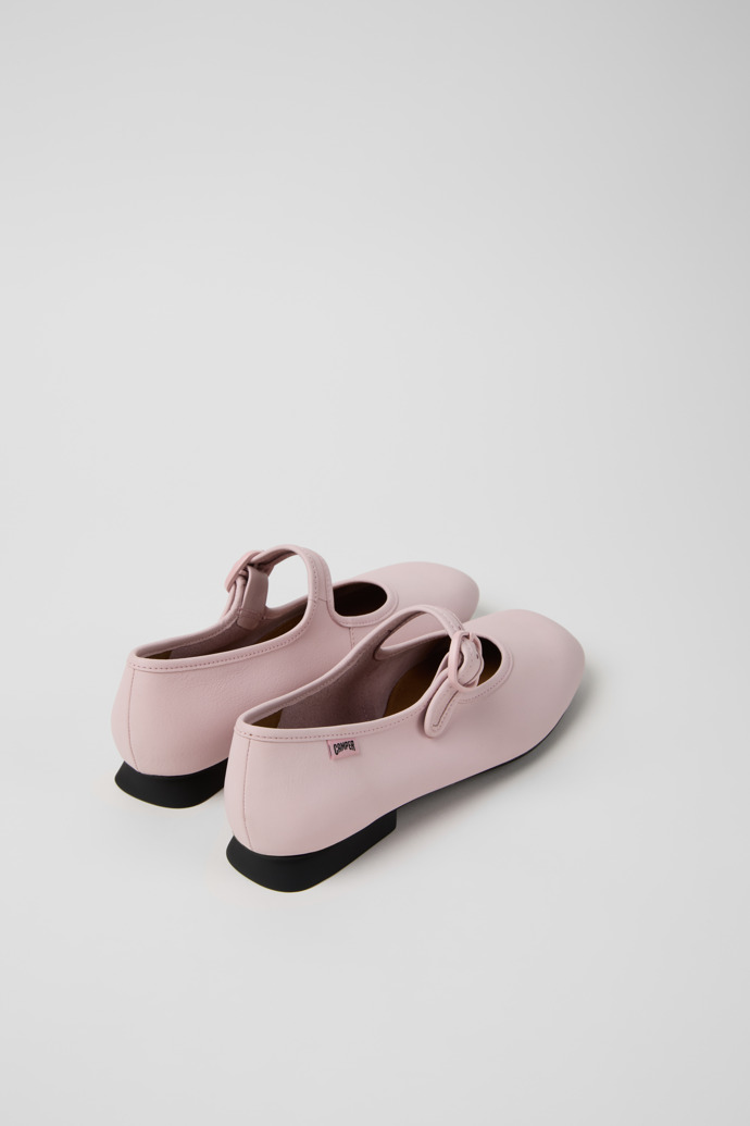 Back view of Casi Myra Pink Leather Ballerinas for Women.