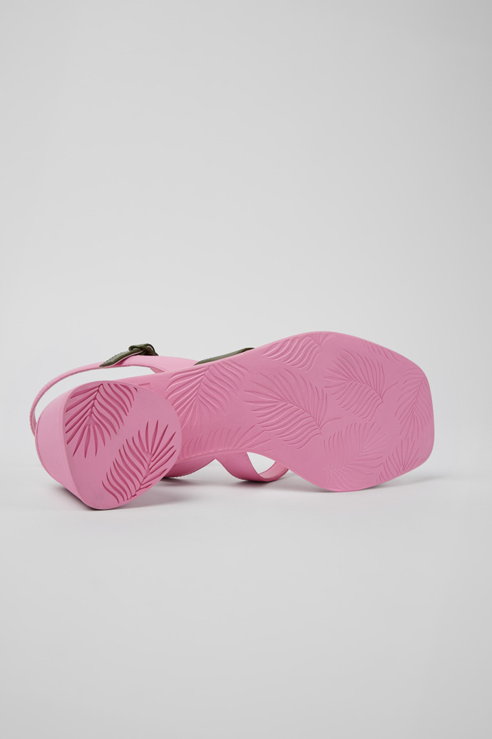 Twins Πολύχρωμο δερμάτινο εξώφτερνο παπούτσι με άνοιγμα στα δάχτυλα για γυναίκες