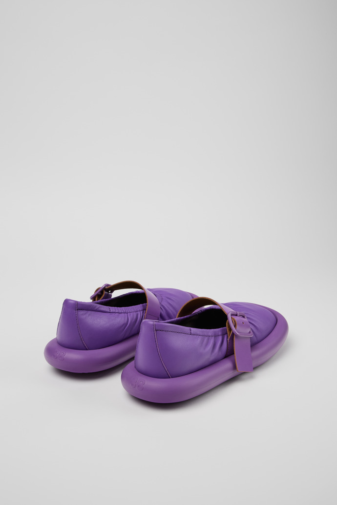 Aqua 紫色皮革女士芭蕾平底鞋後面