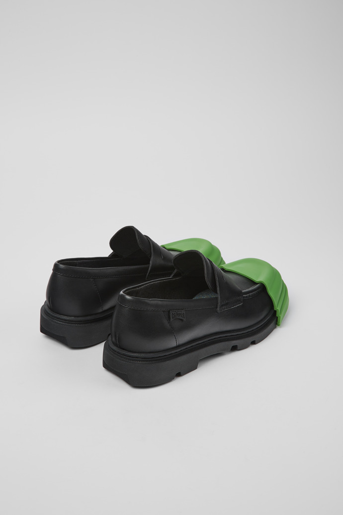 Back view of Junction Black Leather Loafer for Women