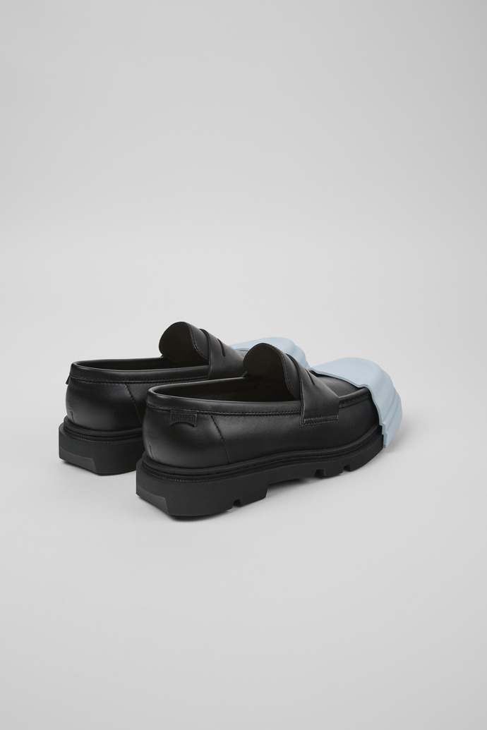 Back view of Junction Black leather loafers for women