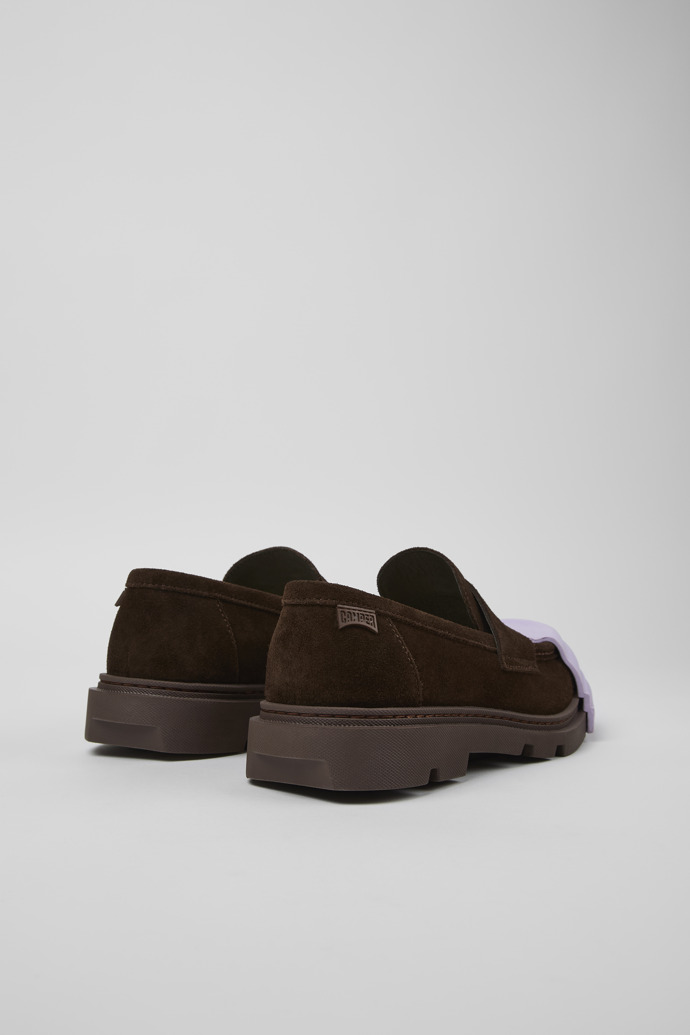 Back view of Junction Brown nubuck loafers for women
