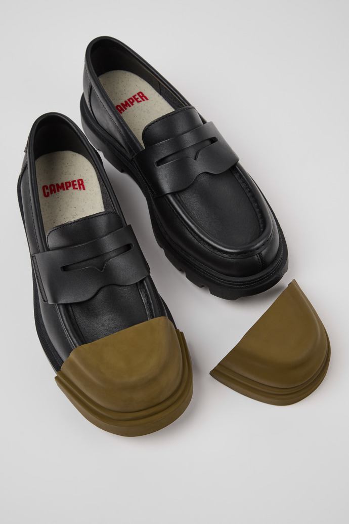Junction Mocasines de piel negros para mujer.
