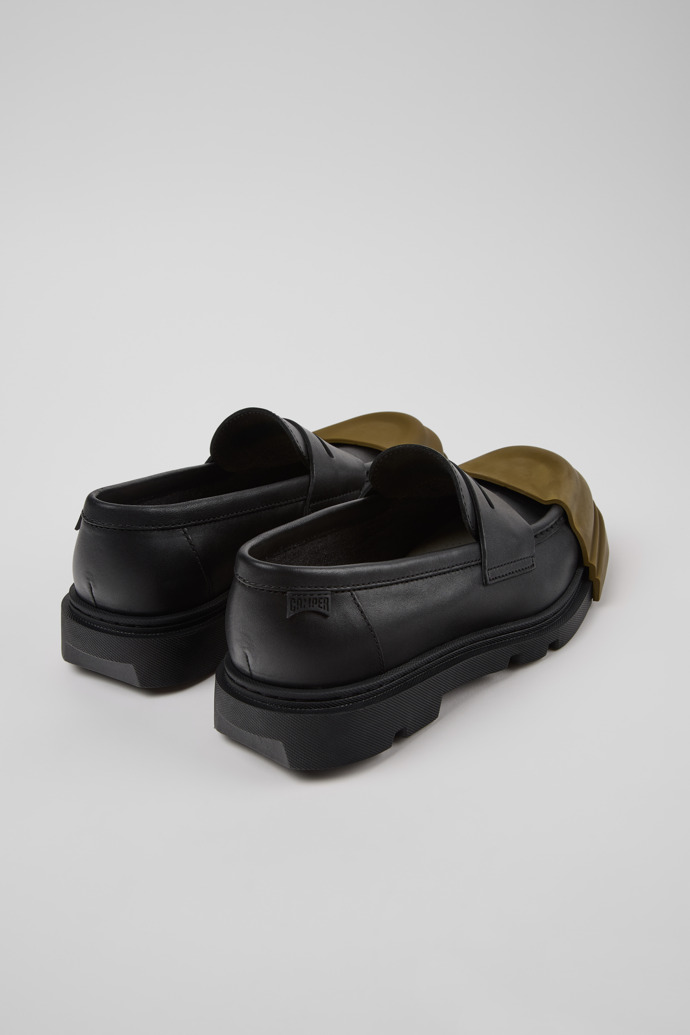 Back view of Junction Black Leather Moccasins for Women.