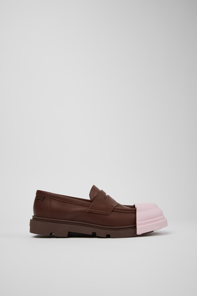Side view of Junction Brown Leather Moccasins for Women.