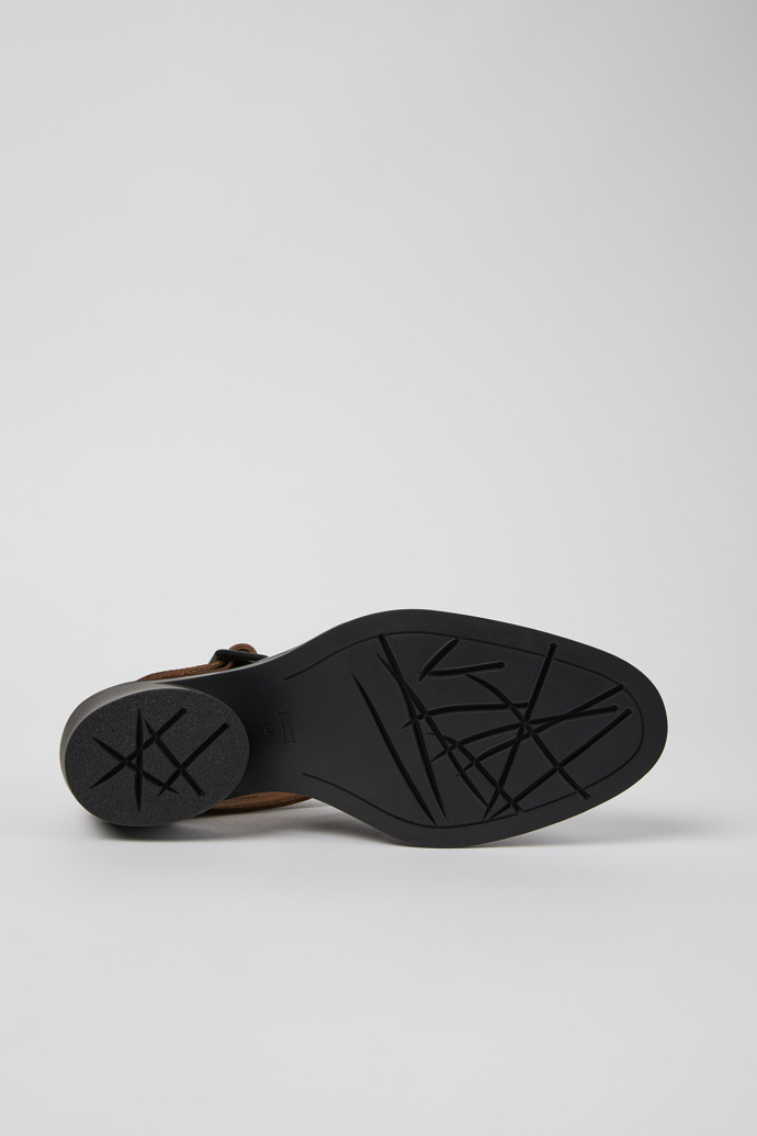 The soles of Bonnie Black Leather Sandal for Women
