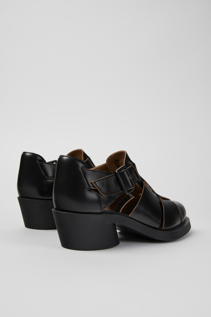 Back view of Bonnie Black Leather Sandal for Women