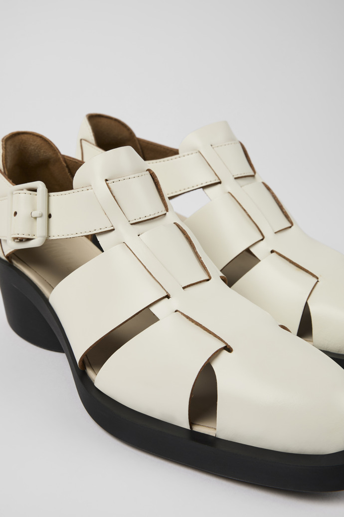 Close-up view of Bonnie White Leather Sandal for Women