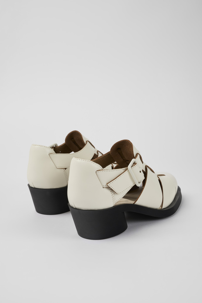 Back view of Bonnie White Leather Sandal for Women