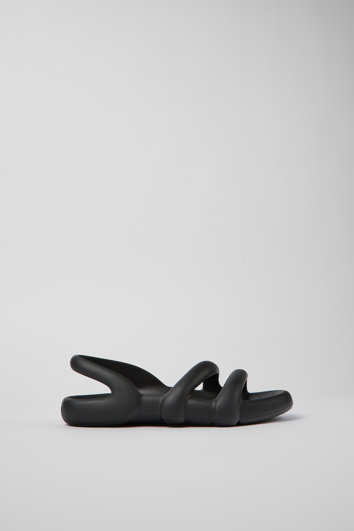Image of Side view of Kobarah Flat Black unisex Sandal