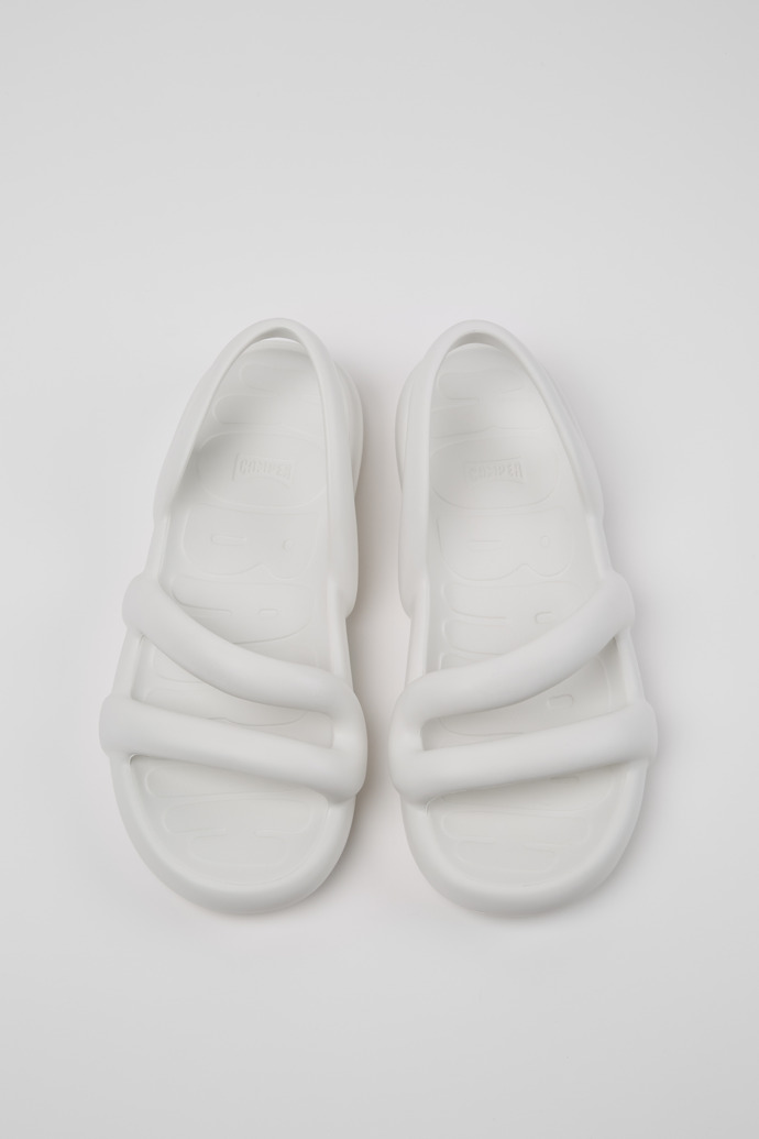 Overhead view of Kobarah Flat White XL EXTRALIGHT® Organix Sandals for Women.