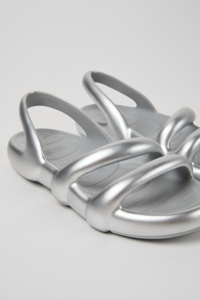 Close-up view of Kobarah Flat Silver XL EXTRALIGHT® Sandals for Women.