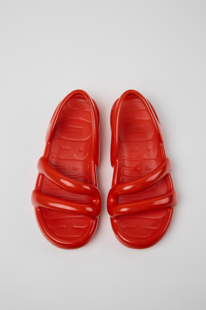 Overhead view of Kobarah Flat Red Women's Sandals.