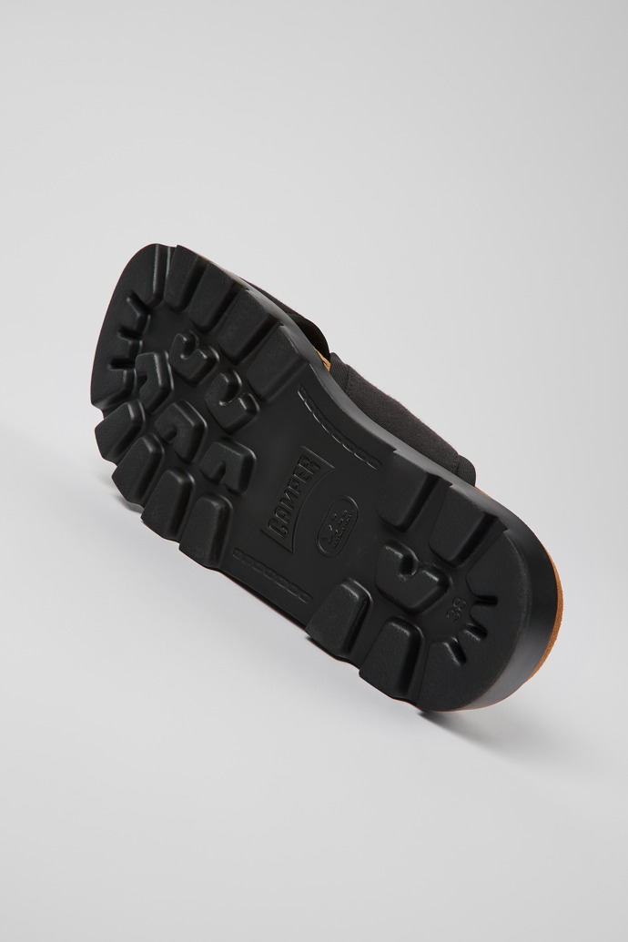 The soles of Brutus Sandal Black Textile Cross-strap Sandal for Women