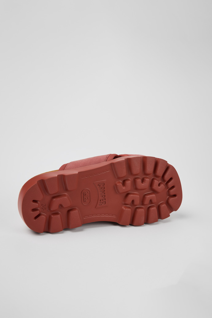 The soles of Brutus Sandal Red Textile Cross-strap Sandal for Women