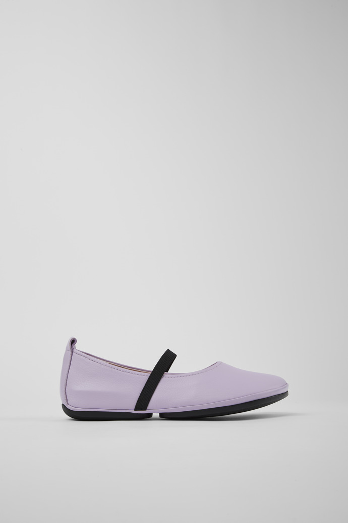 Side view of Right Purple Leather Mary Jane for Women