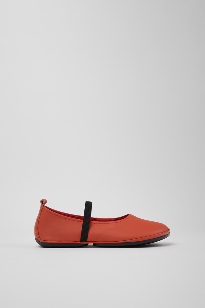 Side view of Right Nina Orange Leather Shoes for Women.