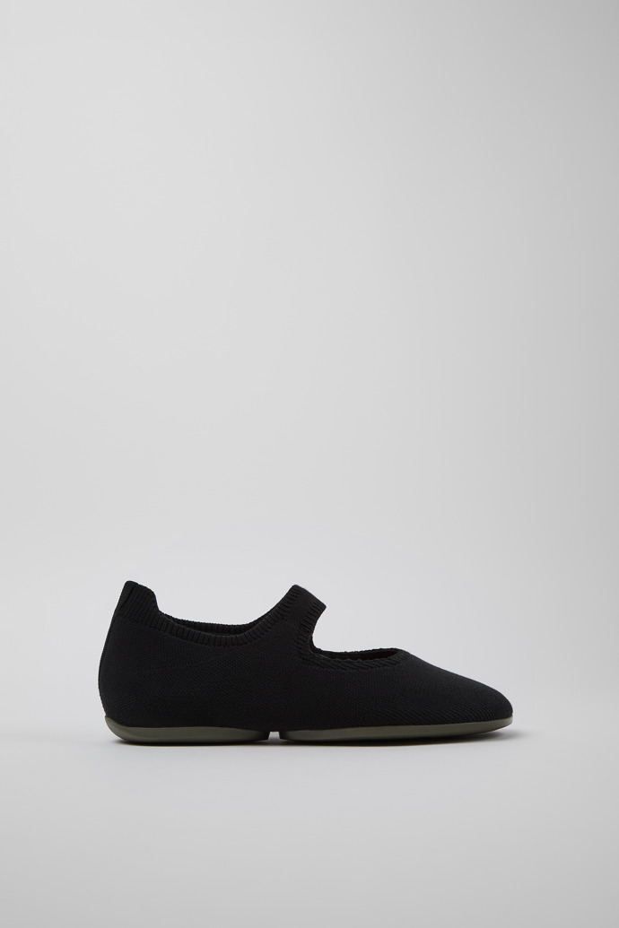 Side view of Right Black Textile Women's Shoe.