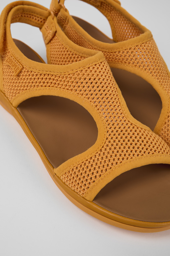 Close-up view of Right Orange Textile/Leather Sandal for Women