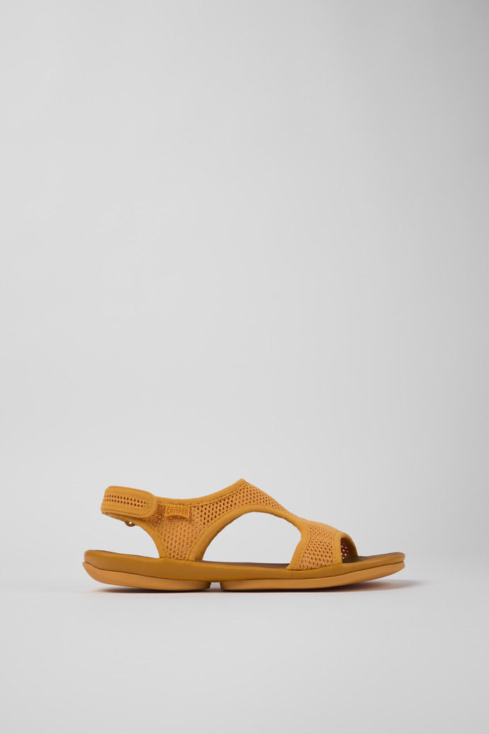 Side view of Right Orange Textile/Leather Sandal for Women