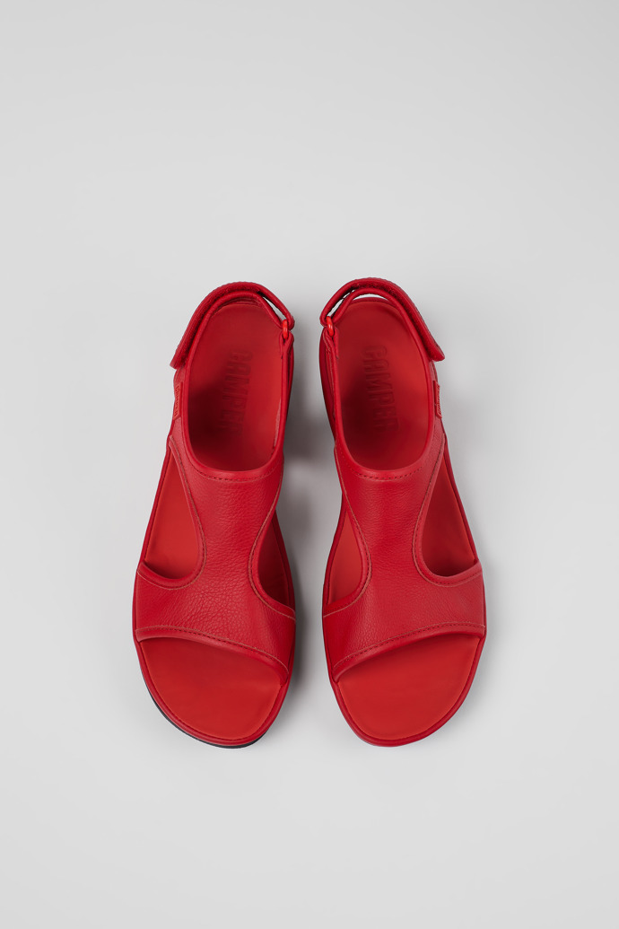 Overhead view of Right Red Leather Sandal for Women
