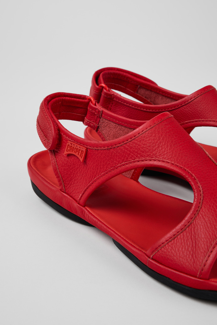 Close-up view of Right Red Leather Sandal for Women
